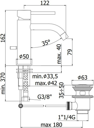 Смеситель для раковины Paffoni Light LIG075CR Смеситель для раковины Paffoni Light LIG075CR