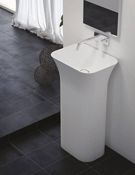 TITAN-SQUARE-50-38-90-LVB-FS Напольная раковина из литьевого мрамора Цвет Белый 