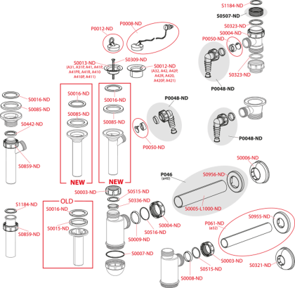 Донный клапан сифона для умывальника 5/4" с пластмассовой peшeткой DN63
