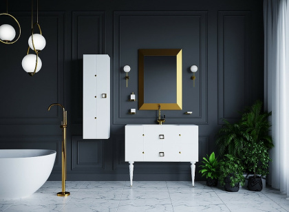 Тумба Piazza 100 белая + Золото_Комплект 841-100-WG Boheme