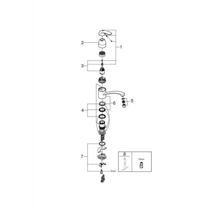 Смеситель для кухни Grohe Euroeco 32750000 хром Смеситель для кухни Grohe Euroeco 32750000 хром