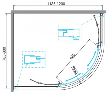 Душевой уголок BelBagno DUE-RH-2-100/80-C-Cr