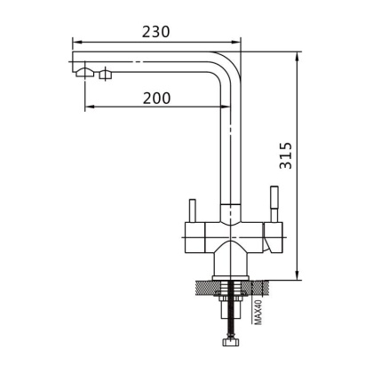 Смеситель для кухни со встроенным фильтром (краном) под питьевую воду Shevanik S468 S468C