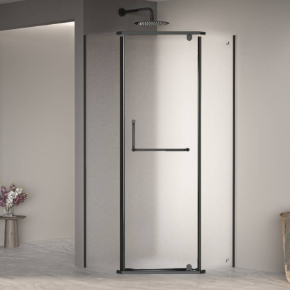 Душевой уголок  80*80*195 RGW PA-081 B Трапеция/Чёрный/Матовое/6 мм