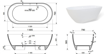 Ванна "Майами" 1680х785