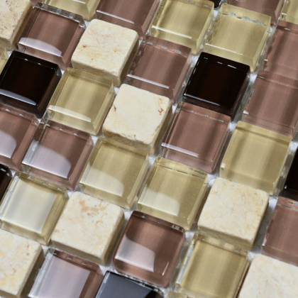 Мозаика стеклянная с камнем Glass Stone-12 (чип 8*15*15) 300*300(11шт.-0.99м2), м2 Мозаика стеклянная с камнем Glass Stone-12 (чип 8*15*15) 300*300(11шт.-0.99м2), м2