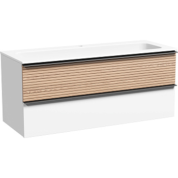 Тумба подвесная SANCOS Delta 1195х445х500, c двумя ящиками оснащенными доводчиками , дуб светлый/белый , арт. DL120W