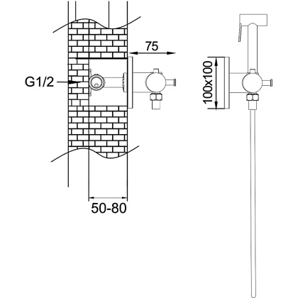 Гигиенический душ с термостатом Rose R915H, черный