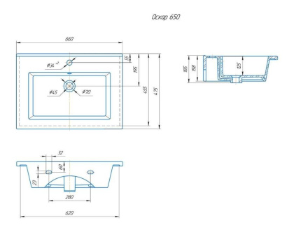 Раковина Kirovit Оскар 65 Раковина Kirovit Оскар 65