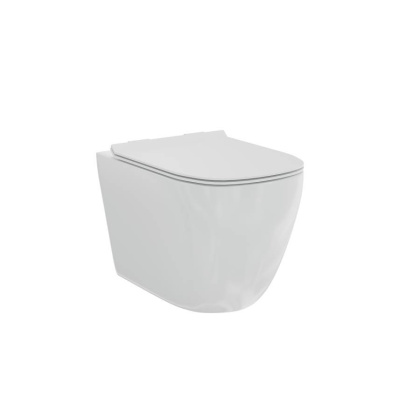 Унитаз подвесной безободковый Creto Logan L1 белый - (крышка в комплекте) 1001-001-L1W