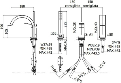 Смеситель на борт ванны Paffoni Tilt TI040NO