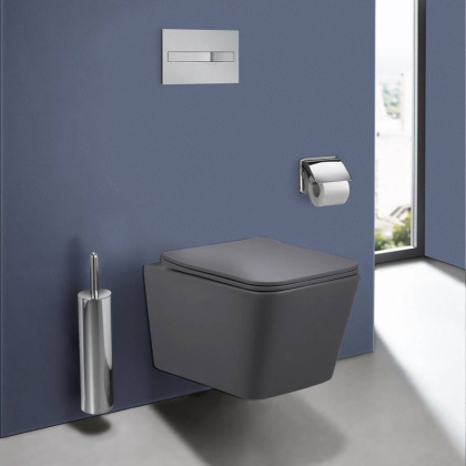 Унитаз подвесной Q-Line VT1-12MA безободковый, цвет антрацит мат., ультратонкое soft close сиденье