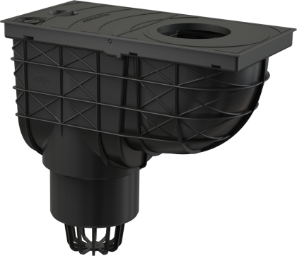 Ливнеотвод 300×155/110 мм, сток – прямой, черный