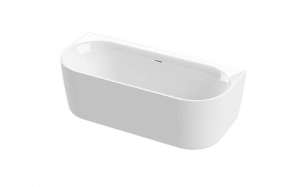 Акриловая ванна пристенная, цельная, белая матовая внутри, серая матовая снаружи,  METAURO-INT-Wall-180-80-60-G-W-MATT