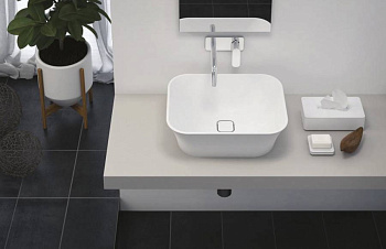 TITAN-SQUARE-50-38-17-LVB Накладная раковина из литьевого мрамора Цвет Белый 