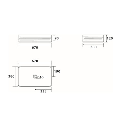 Умывальник накладной, прямоугольный Point Омега 68, PN43904