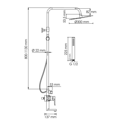 A166.116.137.010.CH Душевой комплект со смесителем