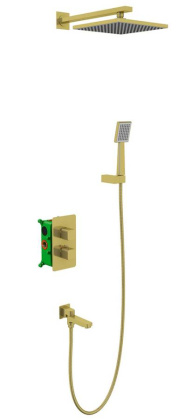 Душевая система Timo Petruma SX-5049/17SM скрытого монтажа с термостатом, золото матовое Душевая система Timo Petruma SX-5049/17SM скрытого монтажа с термостатом, золото матовое