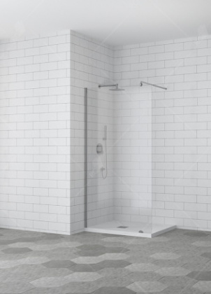 Душевая стенка RGW Walk In WA-02, 100 см, стекло шиншилла, профиль хром, 41100210-51 Душевая стенка RGW Walk In WA-02, 100 см, стекло шиншилла, профиль хром, 41100210-51