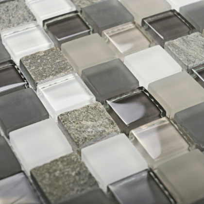 Мозаика стеклянная с камнем Styl  time-23 (чип 8*23*23) 300*300(11шт.-0.99м2), м2 Мозаика стеклянная с камнем Styl  time-23 (чип 8*23*23) 300*300(11шт.-0.99м2), м2