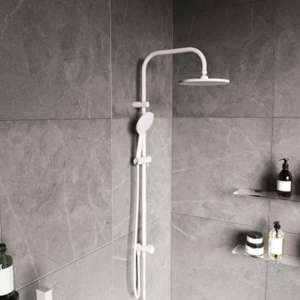 DX977700200 Origin Bit душ. система: верхний душ 230мм, ручн.душ 120мм, 1 режим, штанга 1010мм, Белый