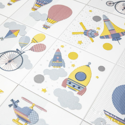 Керамический декор VT\A370\5009 Бон Вояж желтый, розовый (20см*20см*6,9мм) (10шт/0,4м2) Аэростат 2, шт.