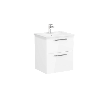 Модуль Root 60 см с квадратной раковиной, 2 ящика, глянцевый белый