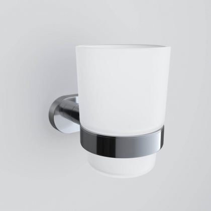 Стеклянный стакан Sense L с настенным держателем, 9,6х7х11,2 см, белый, A7434300