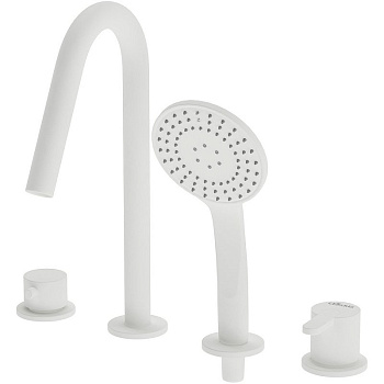 LEAF-BVDM4-L-BIO Смеситель на борт ванны врезной, на 4 отверстия, исполнение Белый матовый