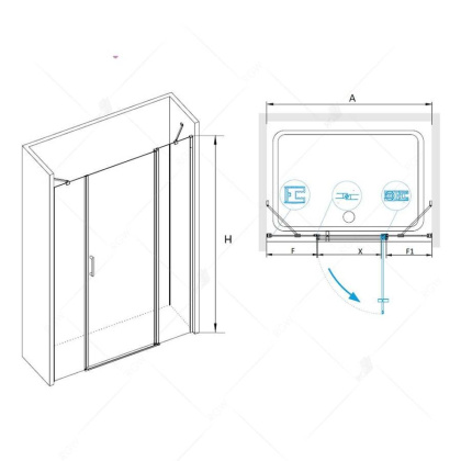 Душевая дверь RGW LE-09, 06120916-11, 160 х 195 см распашная, стекло прозрачное, хром