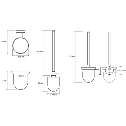 Ершик для унитаза Bemeta Brilo 161113017 Золото (стекло), щётка чëрная