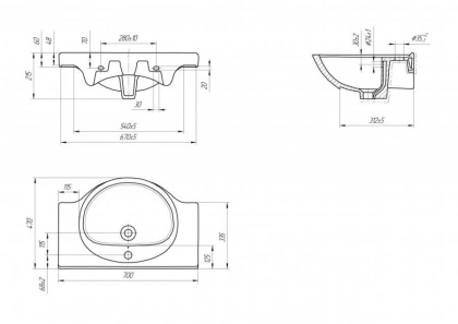 Раковина Cersanit Erica 70 Раковина Cersanit Erica 70