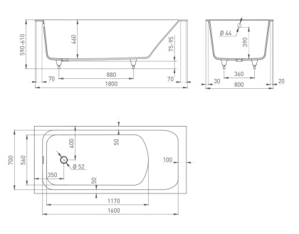 Ванна из искусственного камня ORLANDO 180,102022M