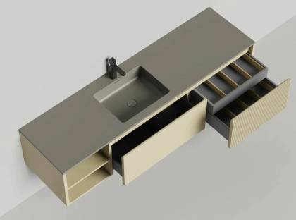 Подвесная тумба Domino 1800, эмаль Onda Plus, с открытой полкой