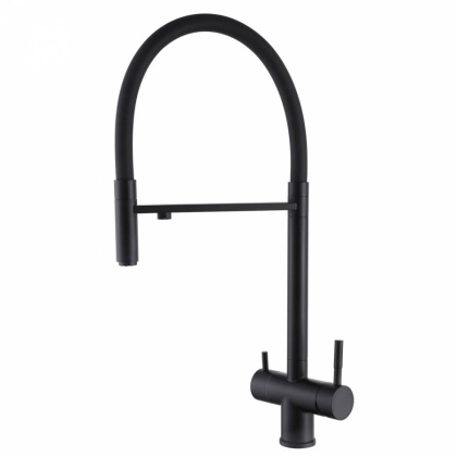 Смеситель ABBER Wasser Kreis AF81141B для кухни с подключением фильтра и выдвижной лейкой, черный матовый Смеситель ABBER Wasser Kreis AF81141B для кухни с подключением фильтра и выдвижной лейкой, черный матовый