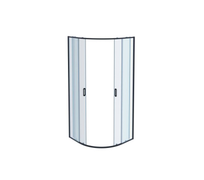 AQ ARI RO10020BL Душевой уголок 1/4 круга, двери раздвижные 1000x1000x2000, профиль черный, стекло прозрачное