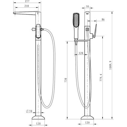 Смеситель напольный VENTURO Shine Gun Metall