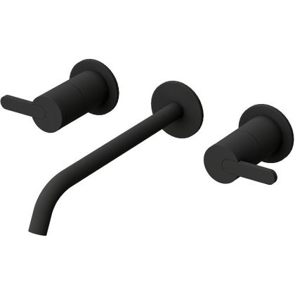 LEAF-BLI3L-NOP Смеситель для раковины встраиваемый на три отверстия, исполнение черный матовый