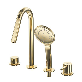 LEAF-BVDM4-L-SR Смеситель на борт ванны врезной, на 4 отверстия, исполнение Sunrise