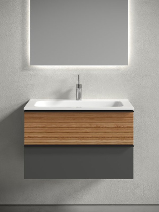 Тумба подвесная SANCOS Delta 790х445х500, c двумя ящиками оснащенными доводчиками, дуб красный/графит , арт. DL80GR