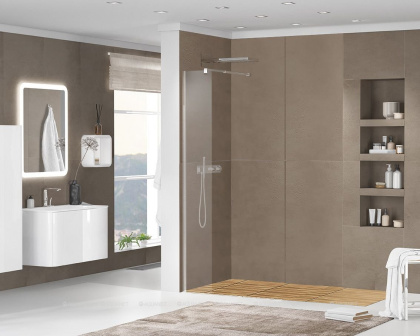 LIBERTA-L-1-25-GR-Cr Душевая перегородка, стекло графит, профиль хром, 246x1950 мм LIBERTA-L-1-25-GR-Cr Душевая перегородка, стекло графит, профиль хром, 246x1950 мм