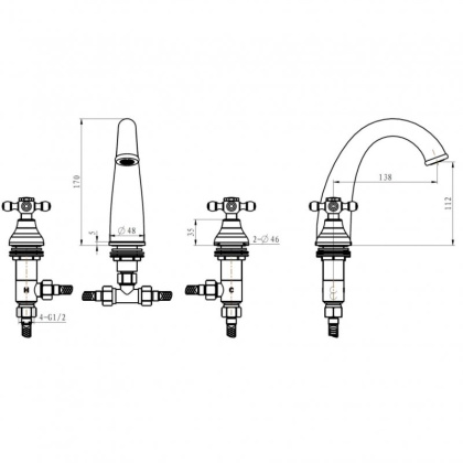 Смеситель для раковины на 3 отверстия_Комплект