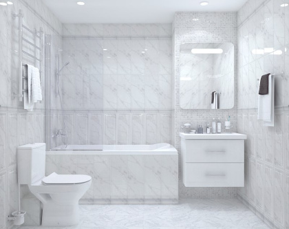 Плитка настенная 7199 Алькала белый панель 20*50*8 (12шт\1.2м2), м2