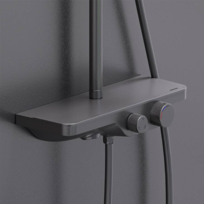 947730300 Apollo душевая система с ванно-душевым смесителем-полкой, Черный