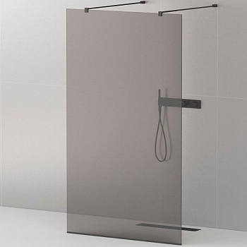 LIBERTA-L-2-120-120-GR-NERO Душевая перегородка с возможностью двустороннего входа, стекло графит, профиль чёрный, 1200x1200x1950 мм