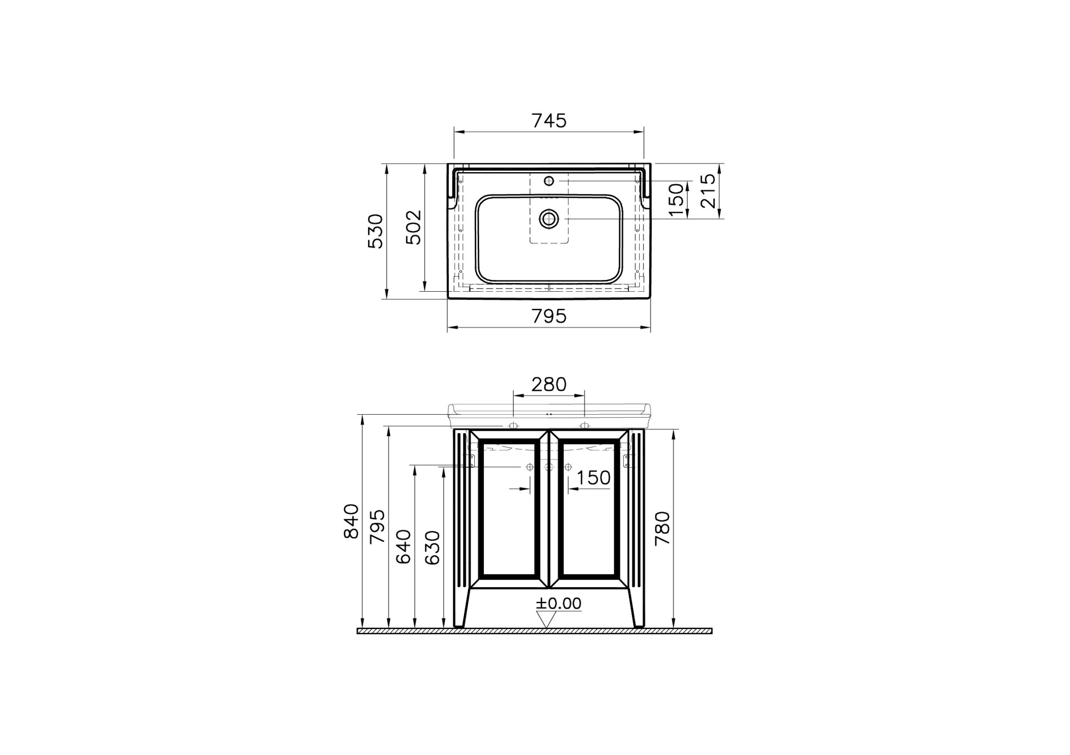 Тумба с раковиной Vitra Valarte 75 62154