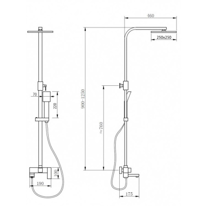 Душевая стойка ABBER Daheim AF8216B с изливом, черная матовая