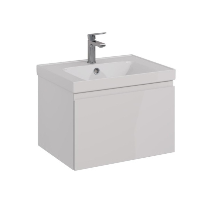Тумба Lemark VEON MINI 60см под 1 раковину, подвесная,1 ящик, цвет корпуса, фасада: Белый глянец