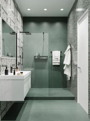 Бордюр Чементо зелёный матовый обрезной 30x2,5x1,9