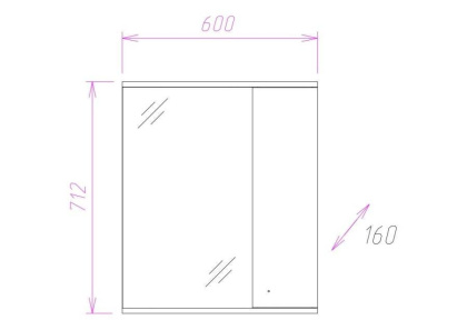 Шкаф-зеркало Onika Ника 60 белый, правый, с подсветкой